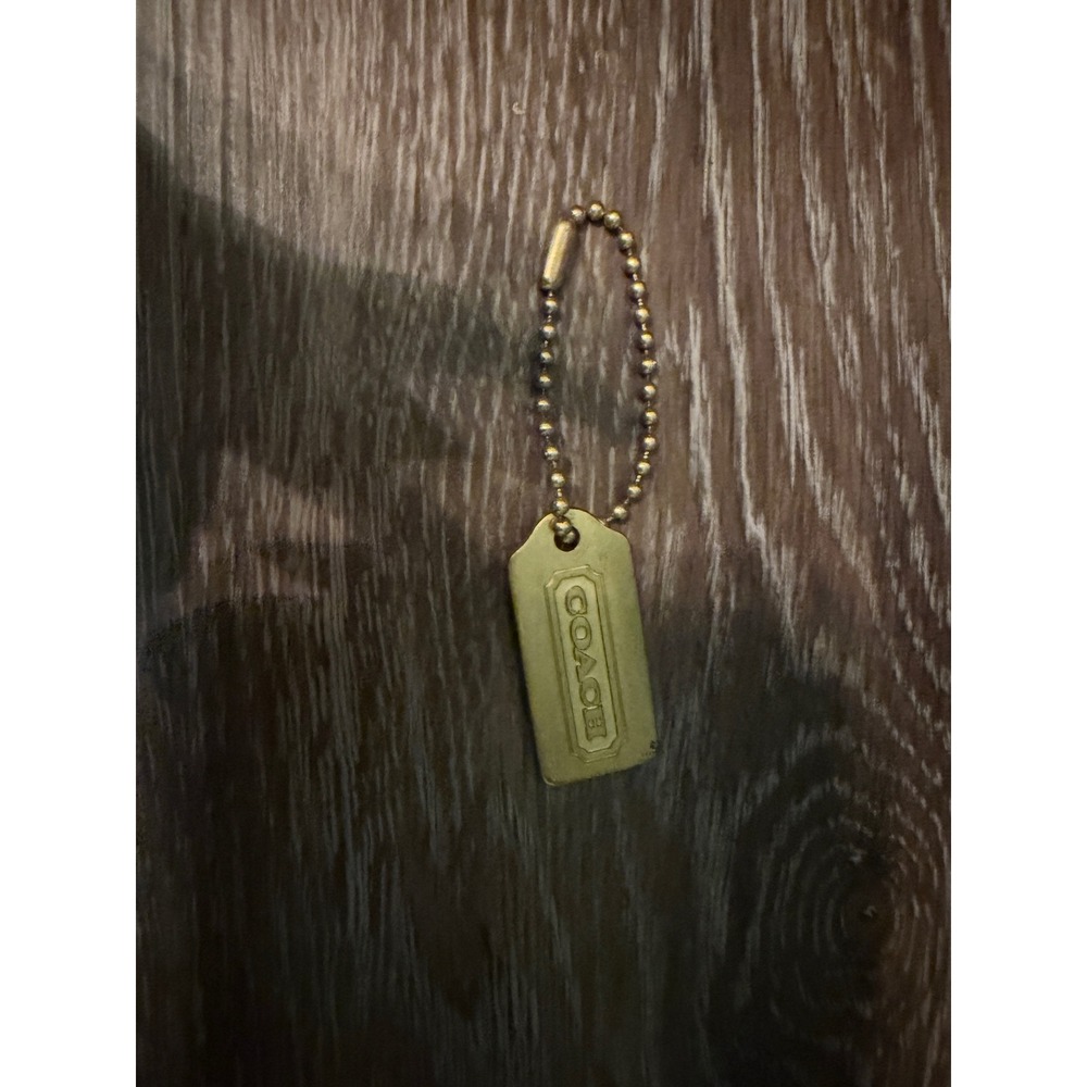 Coach Handbag Hangtag Replacement Brass Metal Embossed Logo Chain Fob vintage